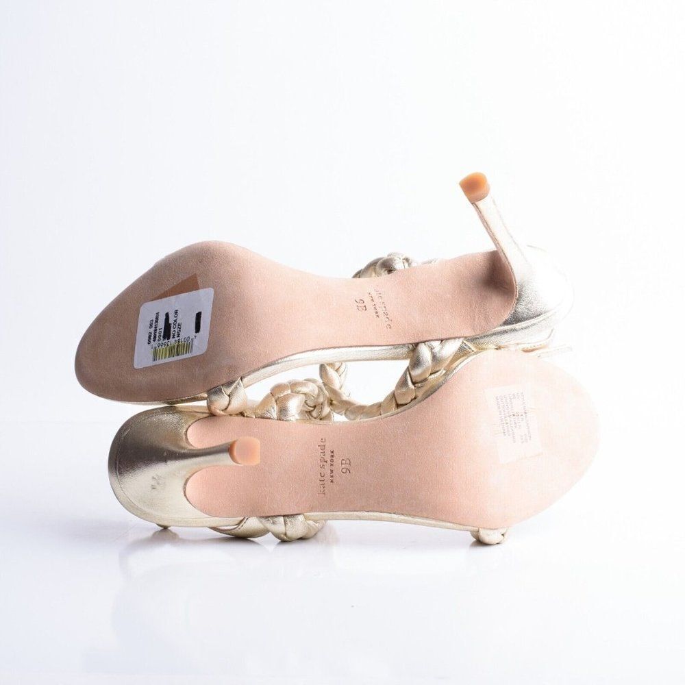 Kate Spade Womens Gold Saffron Braided Leather Slingbacks Heels Sandals US 9 - Picture 10 of 10